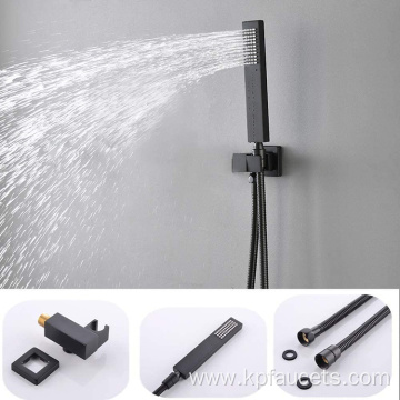 Matte Black Square Concealed Mixer Faucet Set